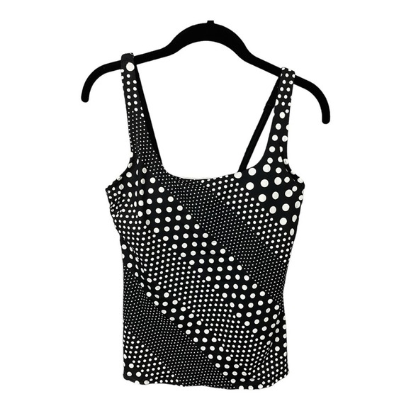 Lands’ End Black‎ and White Polka Dot Square Neck Tankini Top Size 4 NWT - Picture 2 of 7